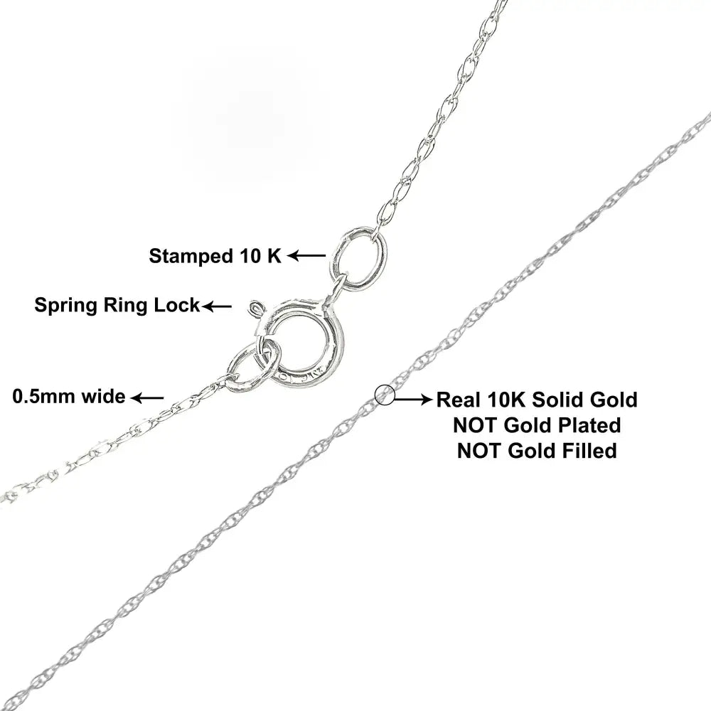 10k Gold 0.5 Mm Slender & Dainty Fine Rope Chain Necklace - Jewelry us Direct