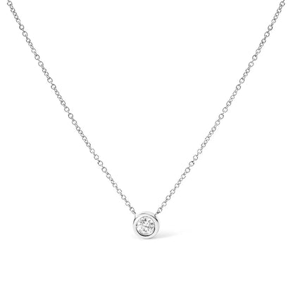 10k Gold 1/10 Carat Round Brilliant-cut Diamond Modern Bezel-set Solitaire 16’’-18’’ Pendant Necklace - Fine