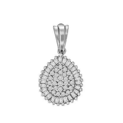 10k Gold 1/2 Cttw Round and Bagutte-cut Diamond Teardrop 18’’ Pendant Necklace (j-k Color I1-i2 Clarity) - Fine