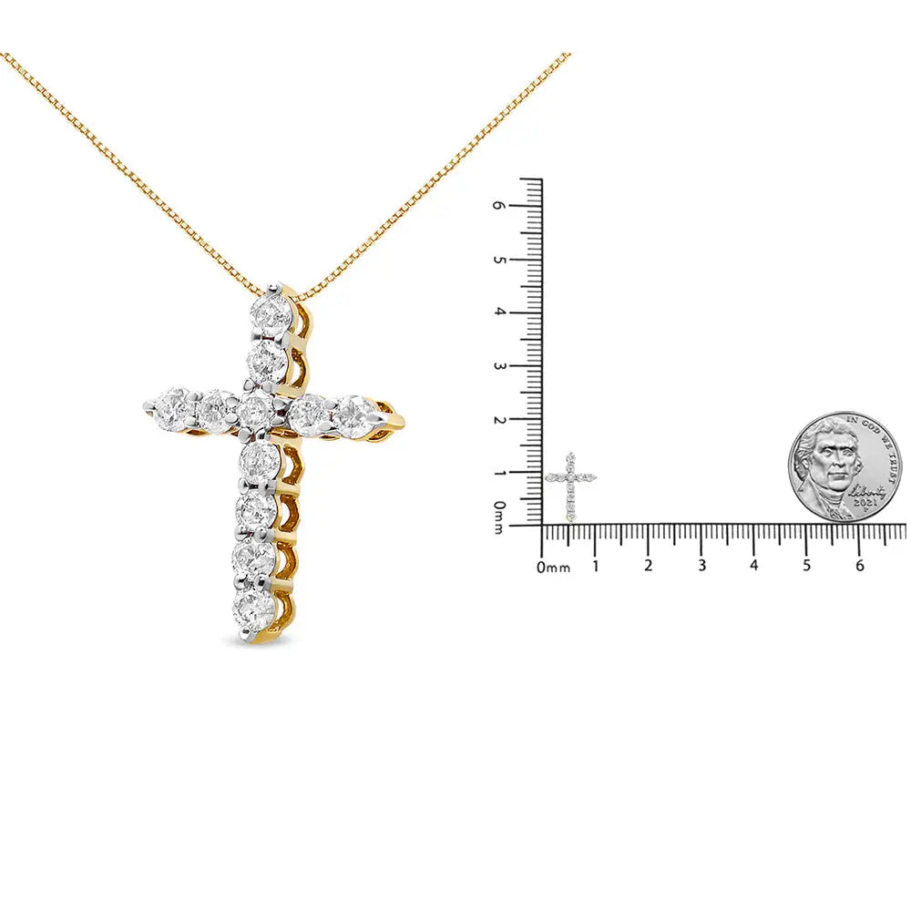 10k Gold 1/2 Cttw Round Brilliant Cut Diamond Cross Pendant Necklace with Box Chain (i-j Color I1-i2 Clarity)