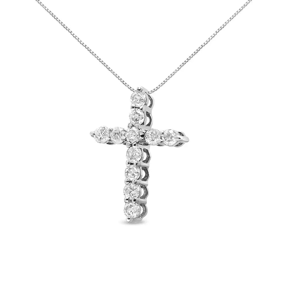 10k Gold 1/2 Cttw Round Brilliant Cut Diamond Cross Pendant Necklace with Box Chain (i-j Color I1-i2 Clarity)