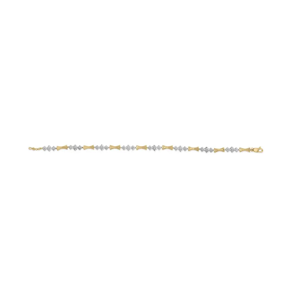 10k Gold 1/3 Cttw Diamond Miracle Set Alternating Bar and Link Bracelet (i-j Color I1-i2 Clarity) - 7.75’’ Inches