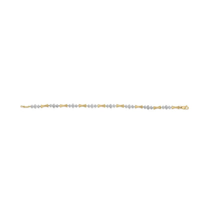 10k Gold 1/3 Cttw Diamond Miracle Set Alternating Bar and Link Bracelet (i-j Color I1-i2 Clarity) - 7.75’’ Inches