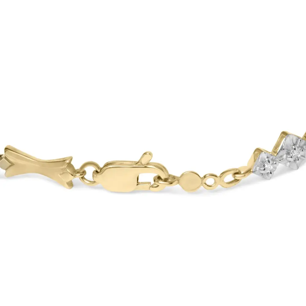 10k Gold 1/3 Cttw Diamond Miracle Set Alternating Bar and Link Bracelet (i-j Color I1-i2 Clarity) - 7.75’’ Inches