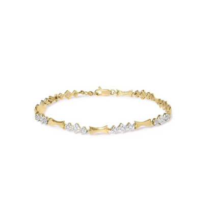 10k Gold 1/3 Cttw Diamond Miracle Set Alternating Bar and Link Bracelet (i-j Color I1-i2 Clarity) - 7.75’’ Inches