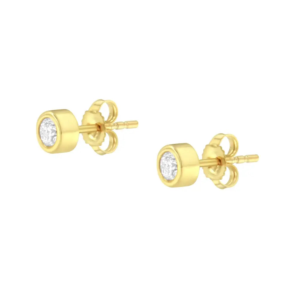 10k Gold 1/4 Cttw Round Brilliant-cut Near Colorless Diamond Bezel-set Stud Earrings (h-i Color I1-i2 Clarity) - Fine