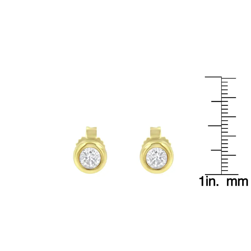 10k Gold 1/4 Cttw Round Brilliant-cut Near Colorless Diamond Bezel-set Stud Earrings (h-i Color I1-i2 Clarity) - Fine