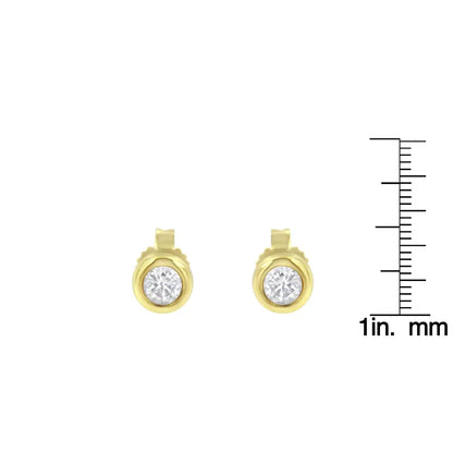 10k Gold 1/4 Cttw Round Brilliant-cut Near Colorless Diamond Bezel-set Stud Earrings (h-i Color I1-i2 Clarity) - Fine