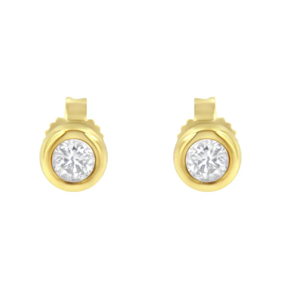 10k Gold 1/4 Cttw Round Brilliant-cut Near Colorless Diamond Bezel-set Stud Earrings (h-i Color I1-i2 Clarity) - Fine