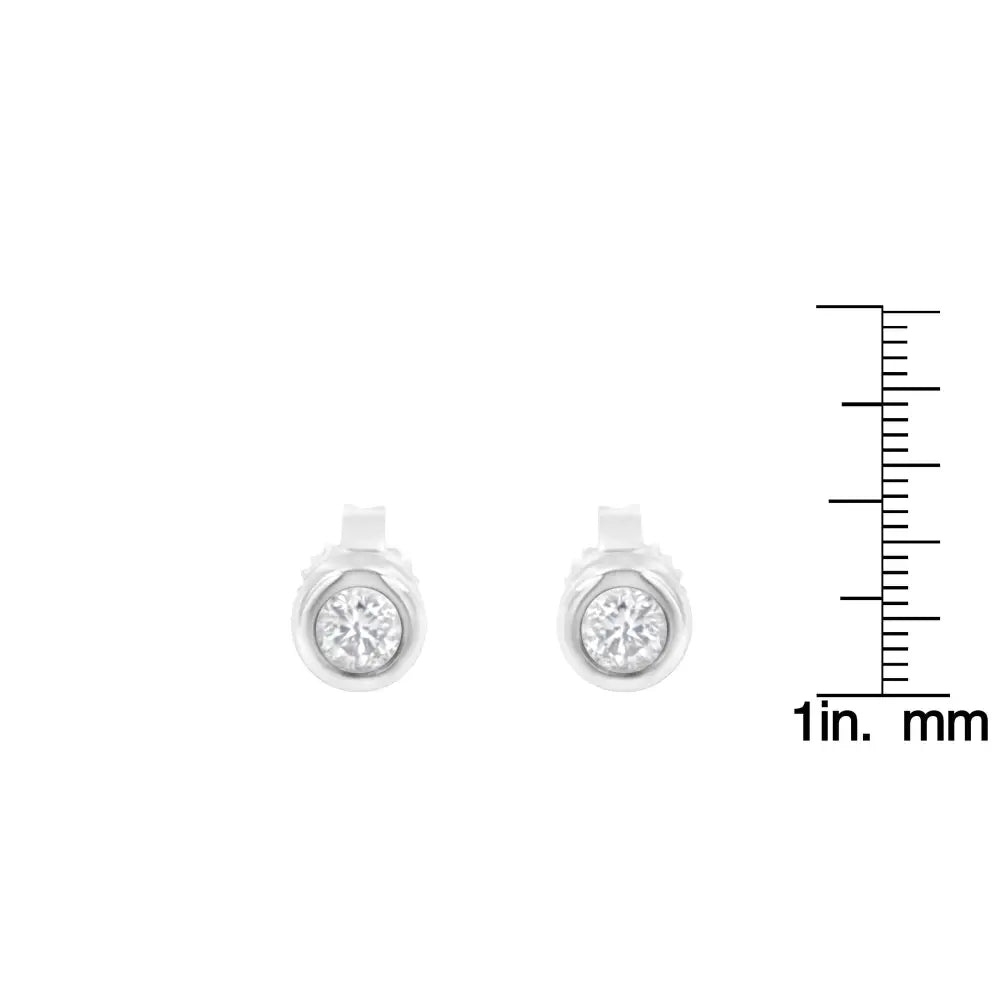 10k Gold 1/4 Cttw Round Brilliant-cut Near Colorless Diamond Bezel-set Stud Earrings (h-i Color I1-i2 Clarity) - Fine