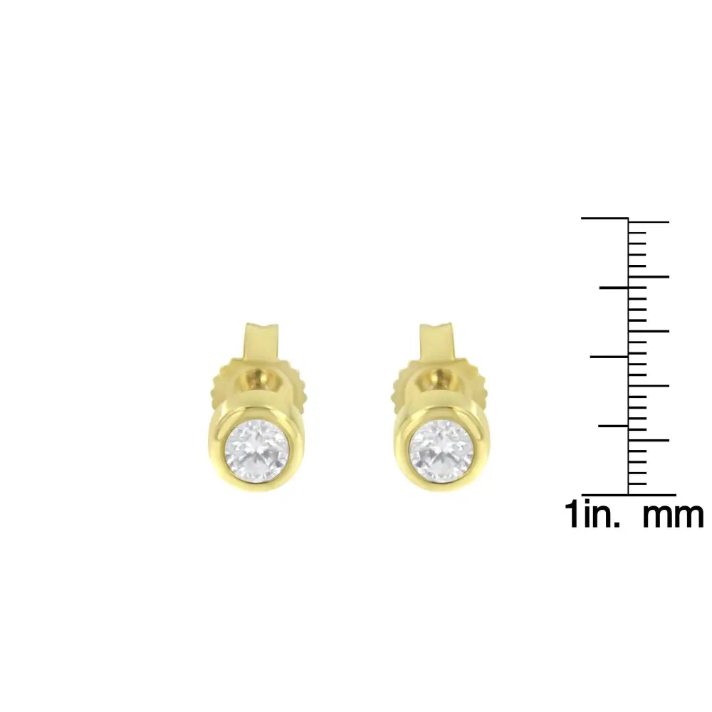 10k Gold 1/5 Cttw Round Brilliant-cut Near Colorless Diamond Bezel-set Stud Earrings (h-i Color I1-i2 Clarity) - Fine