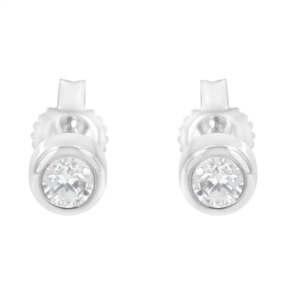 10k Gold 1/5 Cttw Round Brilliant-cut Near Colorless Diamond Bezel-set Stud Earrings (h-i Color I1-i2 Clarity) - Fine