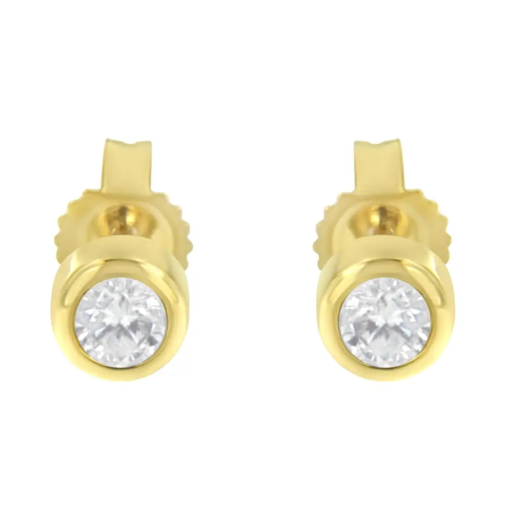 10k Gold 1/5 Cttw Round Brilliant-cut Near Colorless Diamond Bezel-set Stud Earrings (h-i Color I1-i2 Clarity) - Fine