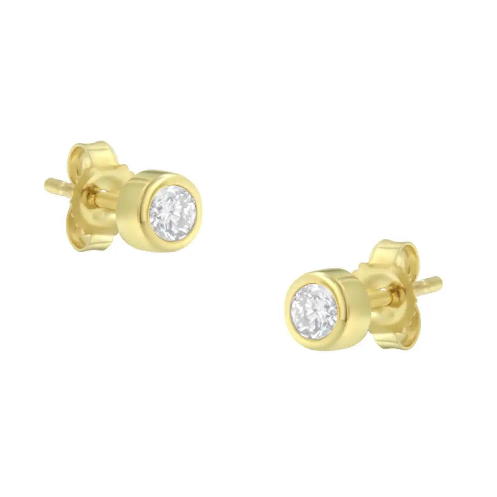 10k Gold 1/5 Cttw Round Brilliant-cut Near Colorless Diamond Bezel-set Stud Earrings (h-i Color I1-i2 Clarity) - Fine