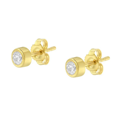 10k Gold 1/5 Cttw Round Brilliant-cut Near Colorless Diamond Bezel-set Stud Earrings (h-i Color I1-i2 Clarity) - Fine