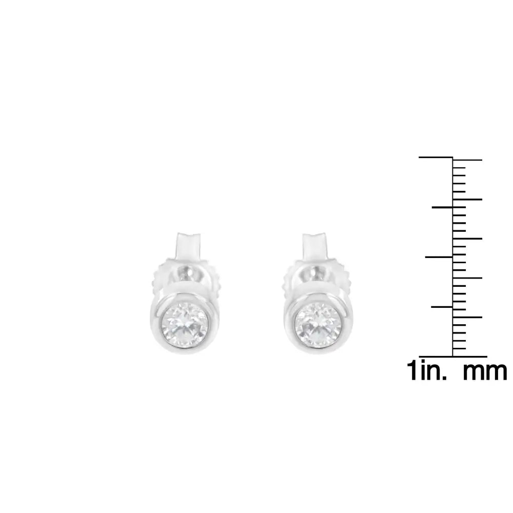 10k Gold 1/5 Cttw Round Brilliant-cut Near Colorless Diamond Bezel-set Stud Earrings (h-i Color I1-i2 Clarity) - Fine