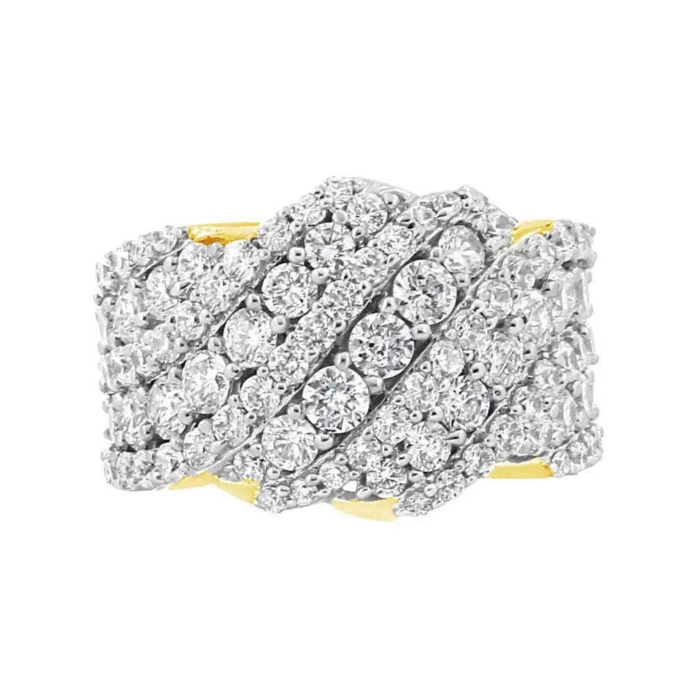 Exquisite 10k Gold 3.00 Cttw Diamond Multi Row Cluster Band Ring