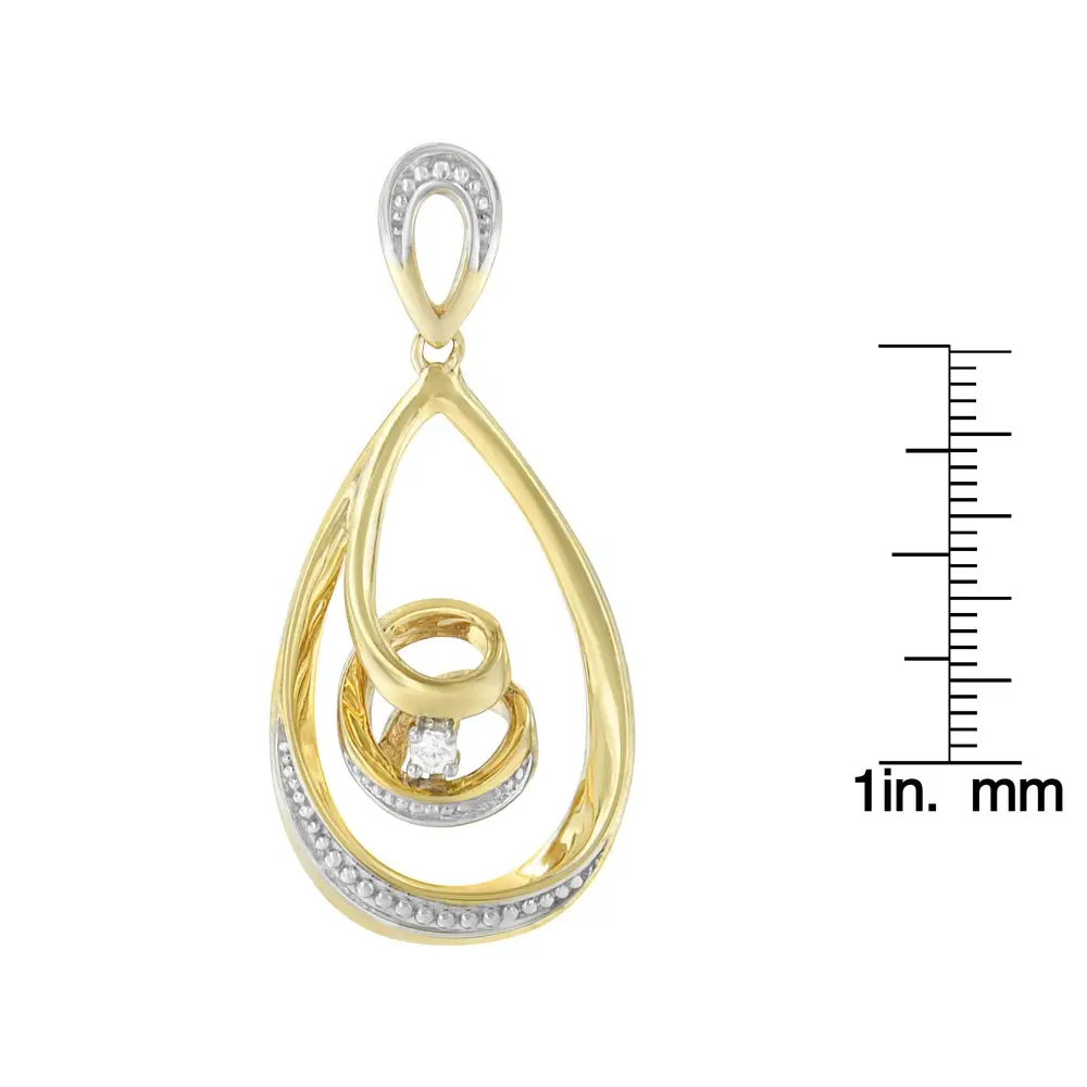 10k Gold Brilliant-cut Diamond-accented Open Teardrop Twisted Curl 18’’ Pendant Necklace (j-k Color I2-i3 Clarity)