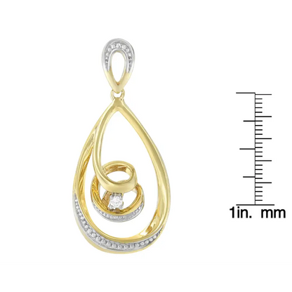 10k Gold Brilliant-cut Diamond-accented Open Teardrop Twisted Curl 18’’ Pendant Necklace (j-k Color I2-i3 Clarity)