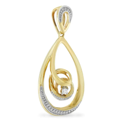 10k Gold Brilliant-cut Diamond-accented Open Teardrop Twisted Curl 18’’ Pendant Necklace (j-k Color I2-i3 Clarity)