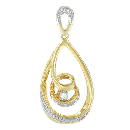 10k Gold Diamond-accented Open Teardrop Twisted Curl 18’’ Pendant Necklace