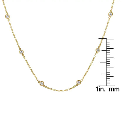 10k Gold Diamond Station Necklace (1 Cttw J-k Color I1-i2 Clarity) - Fine Jewelry us Direct