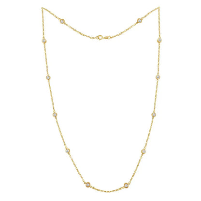 10k Gold Diamond Station Necklace (1 Cttw J-k Color I1-i2 Clarity) - Fine Jewelry us Direct