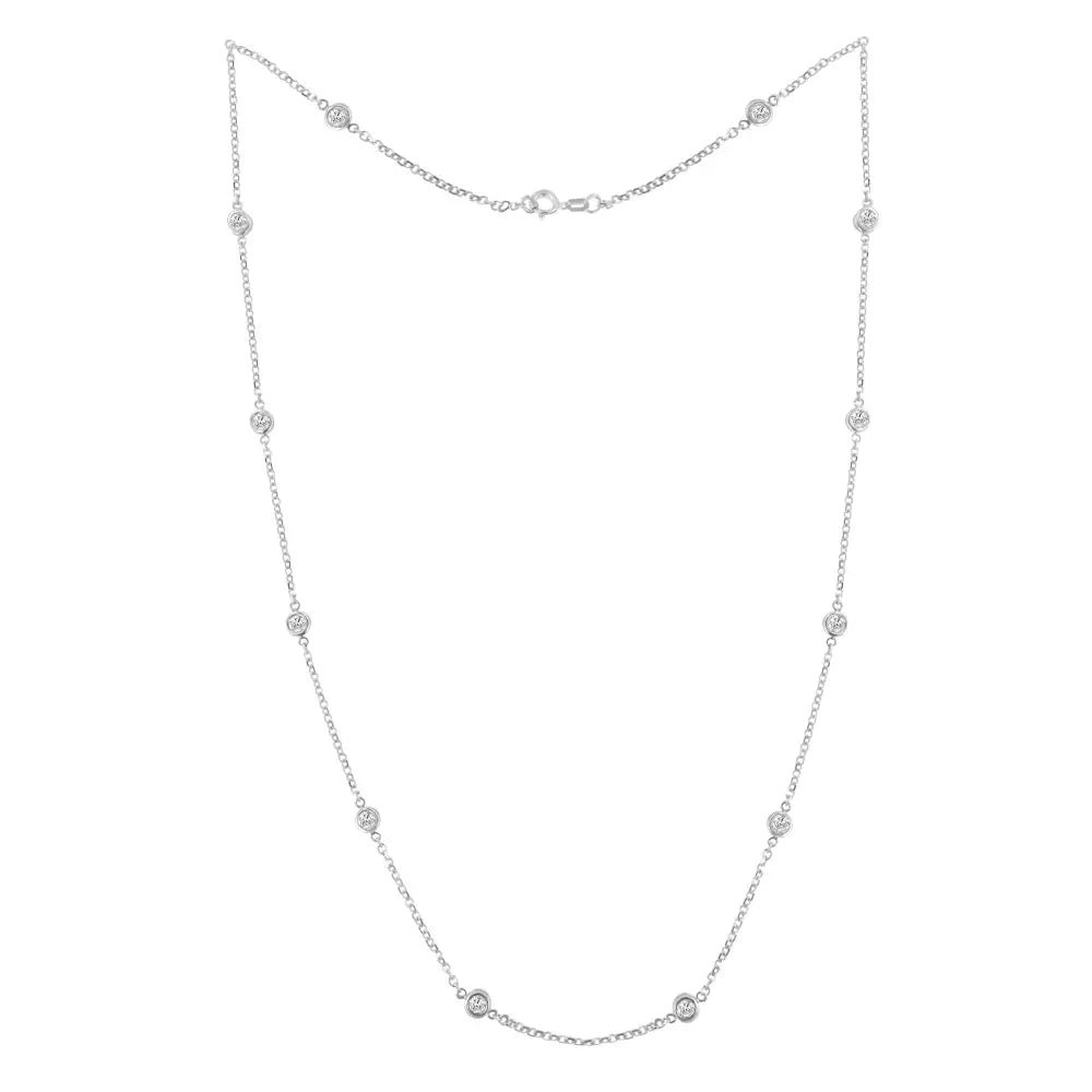 10k Gold Diamond Station Necklace (1 Cttw J-k Color I1-i2 Clarity) - Fine Jewelry us Direct