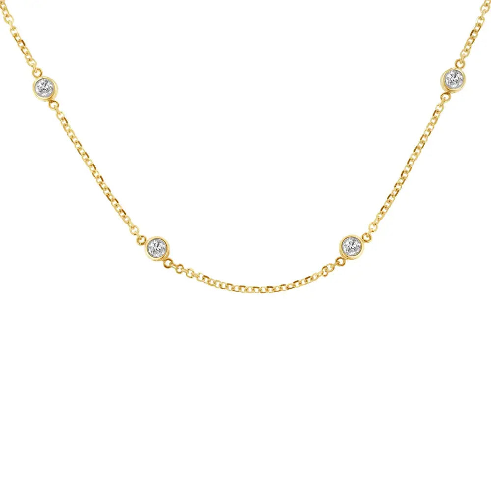 10k Gold Diamond Station Necklace (1 Cttw J-k Color I1-i2 Clarity) - Fine Jewelry us Direct