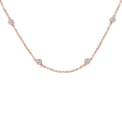 10k Gold Diamond Station Necklace (1 Cttw J-k Color I1-i2 Clarity) - Fine Jewelry us Direct