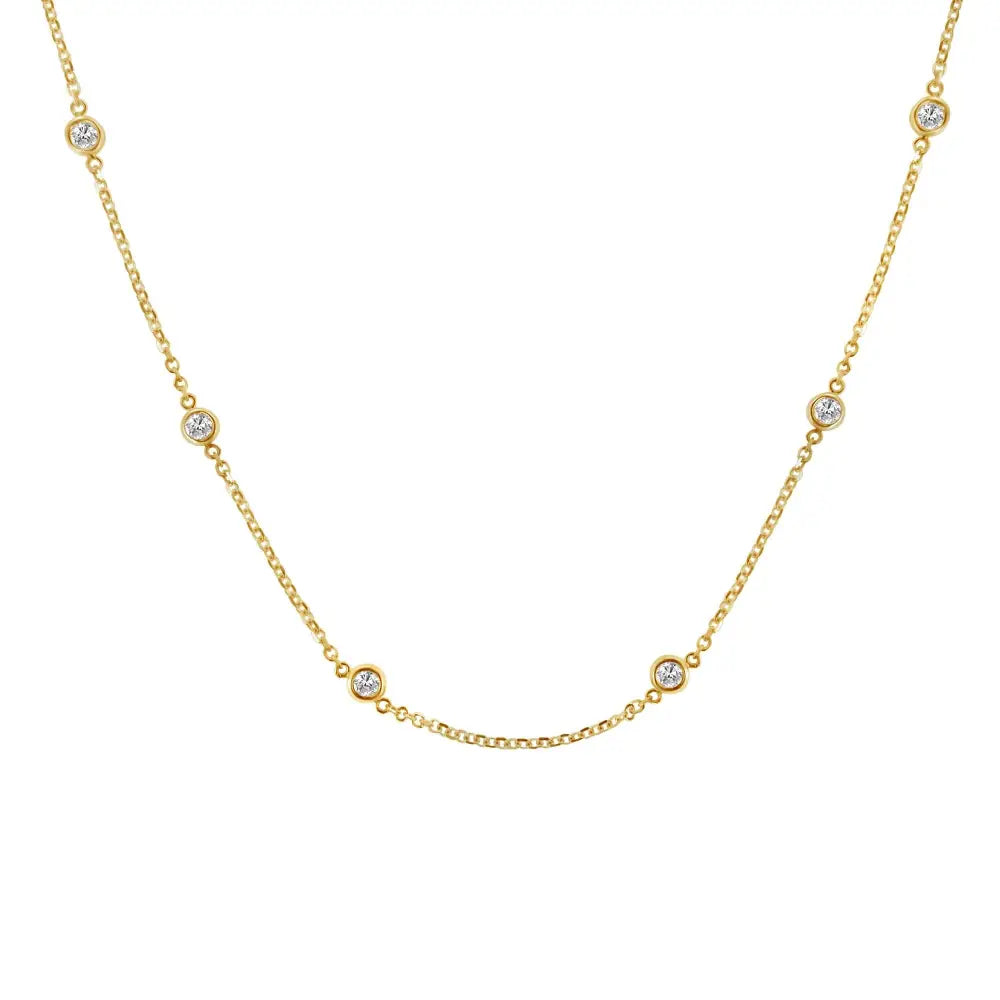 10k Gold Diamond Station Necklace (1 Cttw J-k Color I1-i2 Clarity) - Fine Jewelry us Direct