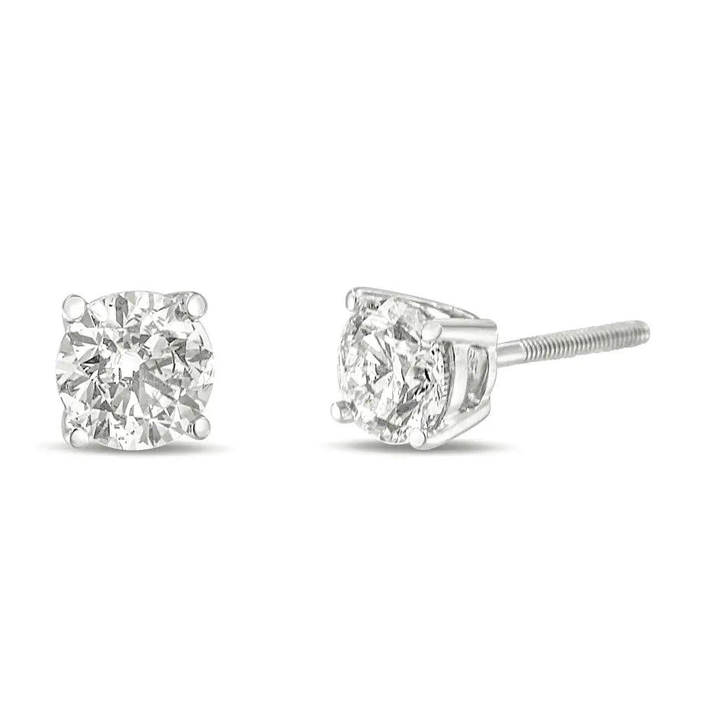 10k Gold Lab Created Round Brilliant Cut Diamond Classic 4-prong Solitaire Stud Earrings - Fine Jewelry us Direct