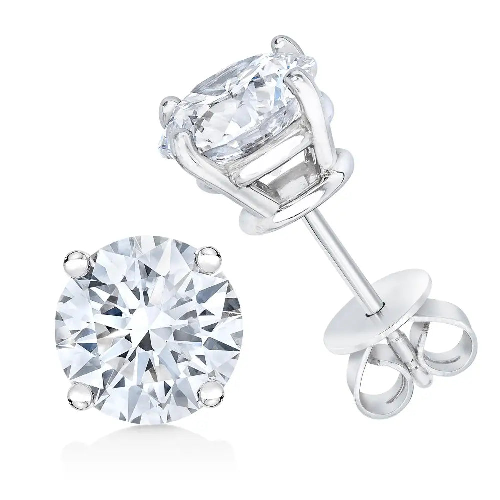 10k Gold Lab Created Round Brilliant Cut Diamond Classic 4-prong Solitaire Stud Earrings - Fine Jewelry us Direct