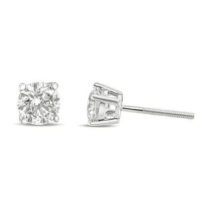 10k Gold Lab Created Round Brilliant Cut Diamond Classic 4-prong Solitaire Stud Earrings - Fine Jewelry us Direct