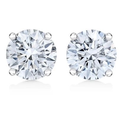 10k Gold Lab Created Round Brilliant Cut Diamond Classic 4-prong Solitaire Stud Earrings - Fine Jewelry us Direct