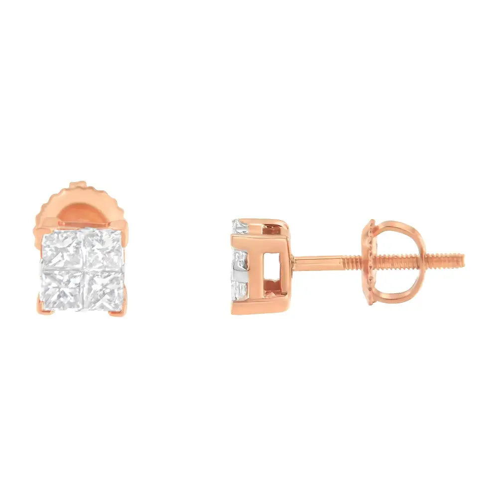 10k Gold Princess Diamond Composite Stud Earring (1/2 Cttw I-j Color I1-i2 Clarity) - Fine Jewelry us Direct