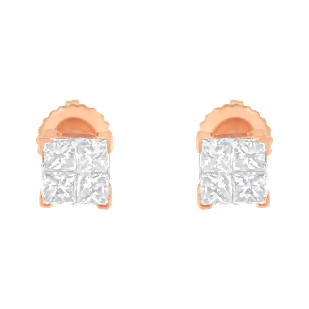 10k Gold Princess Diamond Composite Stud Earring (1/2 Cttw I-j Color I1-i2 Clarity) - Fine Jewelry us Direct