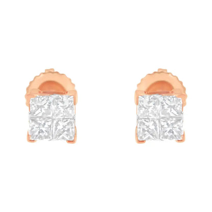 10k Gold Princess Diamond Composite Stud Earring (1/2 Cttw I-j Color I1-i2 Clarity) - Fine Jewelry us Direct