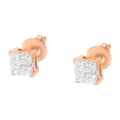 10k Gold Princess Diamond Composite Stud Earring (1/2 Cttw I-j Color I1-i2 Clarity) - Fine Jewelry us Direct