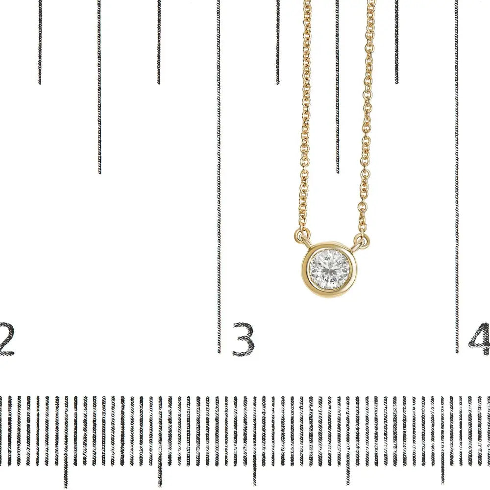 10k Gold Round Brilliant-cut Diamond Modern Bezel-set Solitaire 16’’-18’’ Pendant Necklace (h-i Color Si2-i1