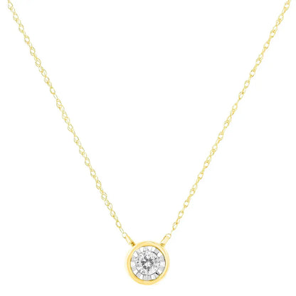 10k Gold Round Brilliant-cut Diamond Modern Bezel-set Solitaire Pendant Necklace (j-k Color I2-i3 Clarity) - 16’’