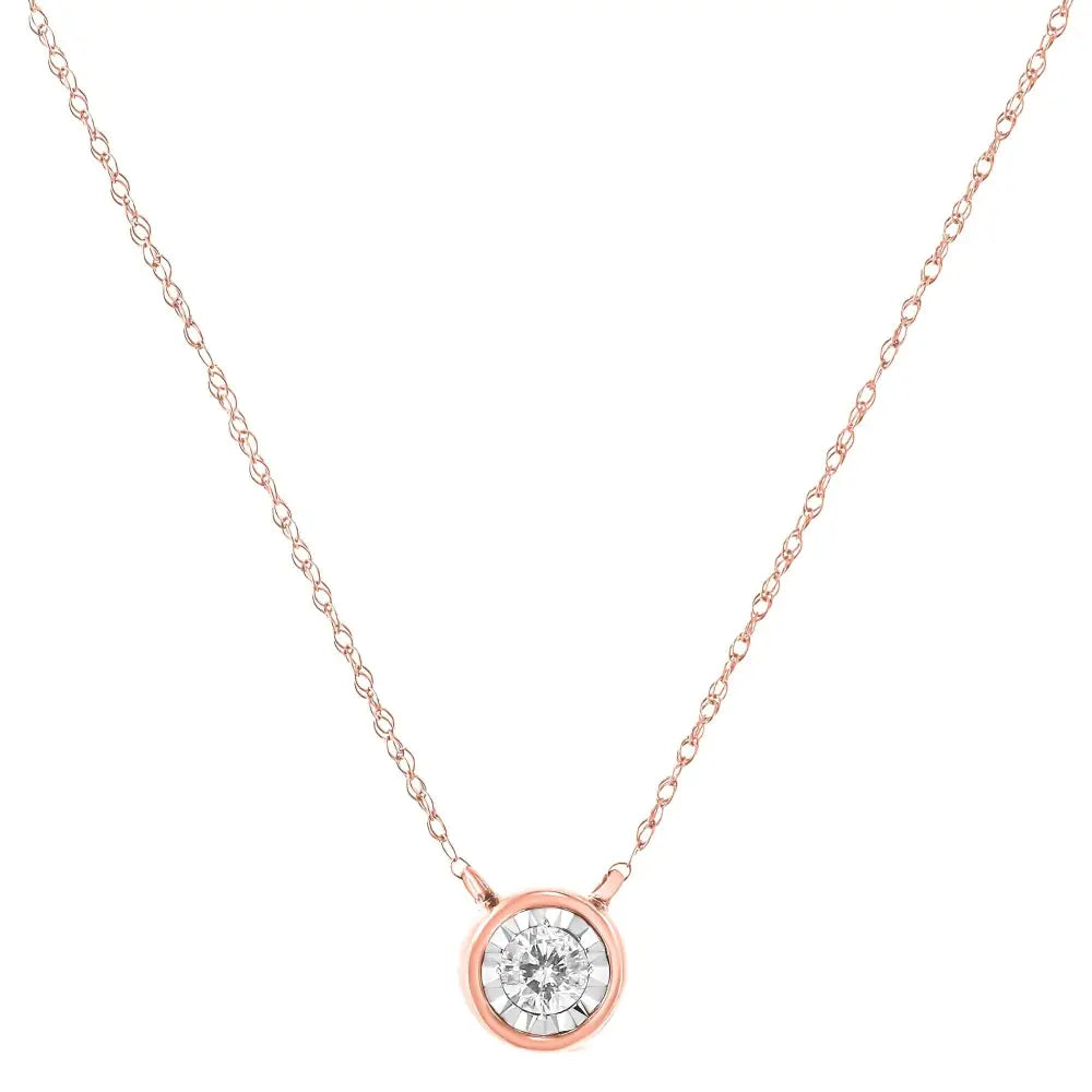 10k Gold Round Brilliant-cut Diamond Modern Bezel-set Solitaire Pendant Necklace (j-k Color I2-i3 Clarity) - 16’’