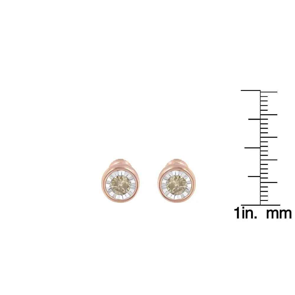 10k Rose Gold 0.40 Cttw Round Brilliant-cut Near Colorless Diamond Miracle-set Stud Earrings with Screw Backs (j-k