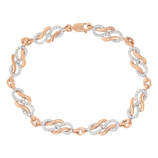 10k Rose Gold 1.0 Cttw Diamond Infinity Loop and Swirl Link Bracelet (i-j Color I2-i3 Clarity) - 7.25’’ Inches