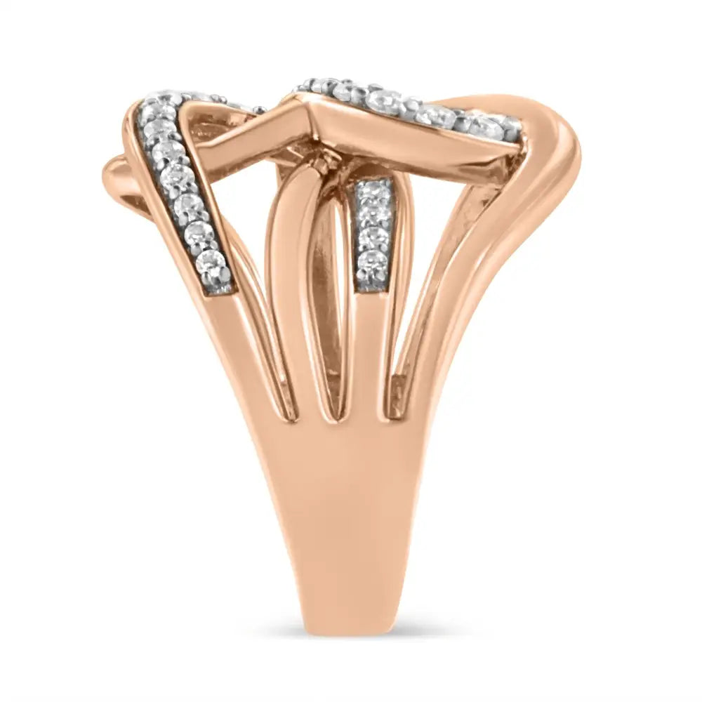 10k Rose Gold 1/2 Cttw Round-cut Diamond Intertwined Multi-loop Cocktail Ring (i-j Color I1-i2 Clarity) - Fine Jewelry