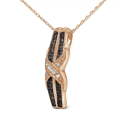 10k Rose Gold 1/4 Cttw White and Chocolate Brown Diamond Infinity Twist Pendant Necklace (i-j Color I1-i2 Clarity)