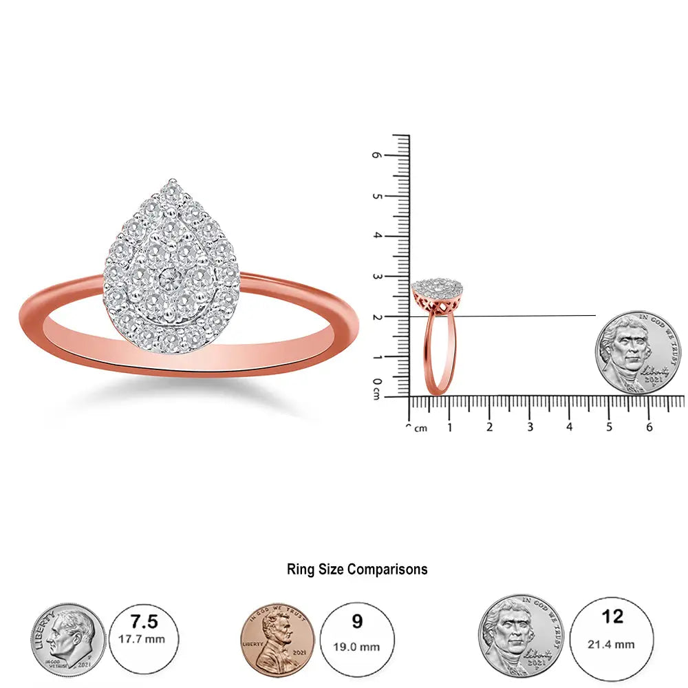 10k Rose Gold 3/8 Cttw Round-cut Diamond Pear Promise Ring (i-j Color I2-i3 Clarity) - Fine Jewelry us Direct