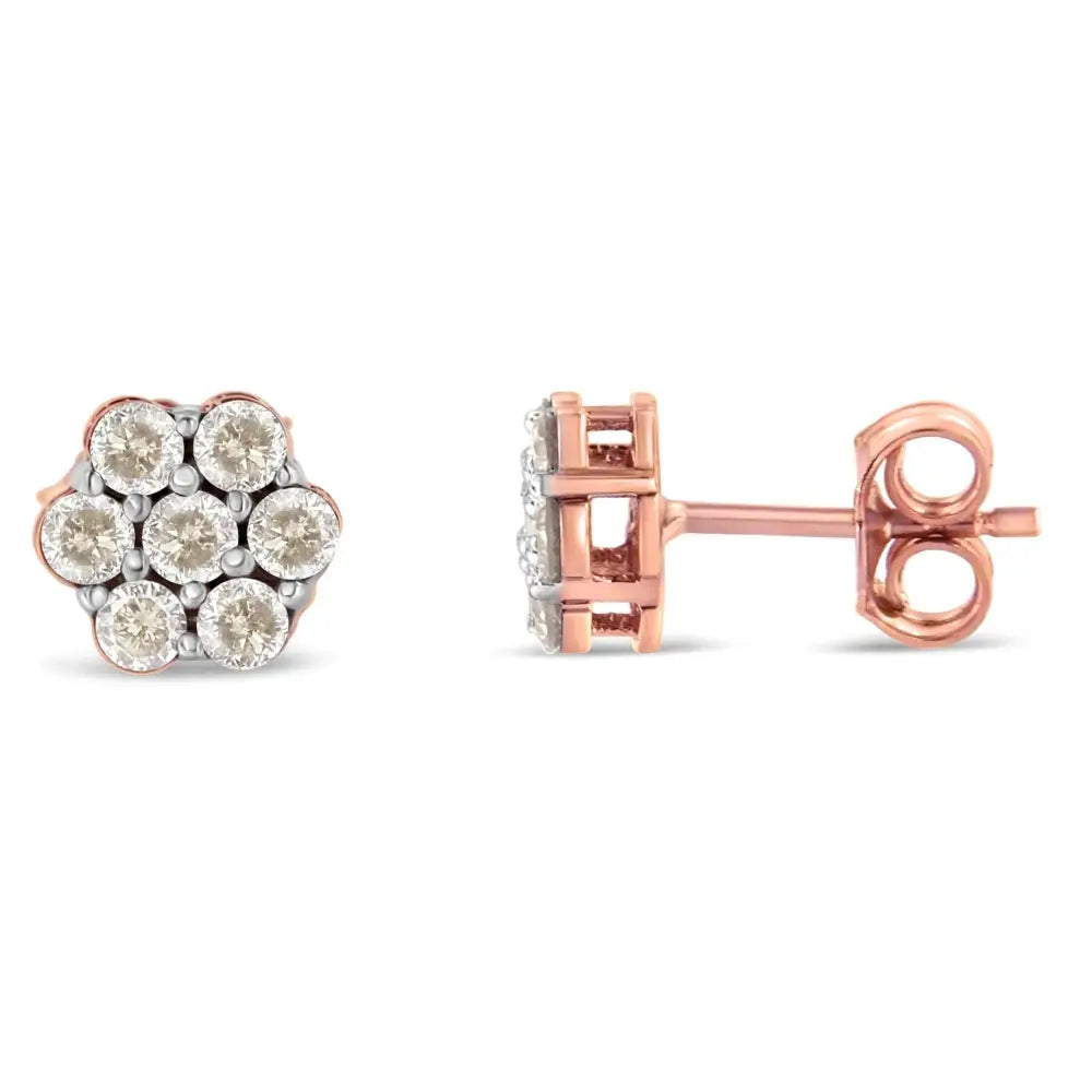 10k Rose Gold Diamond Floral Stud Earrings (0.5 Cttw J-k Color I1-i2 Clarity) - Fine Jewelry us Direct