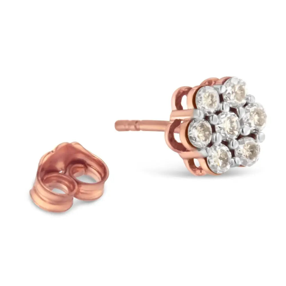 10k Rose Gold Diamond Floral Stud Earrings (0.5 Cttw J-k Color I1-i2 Clarity) - Fine Jewelry us Direct