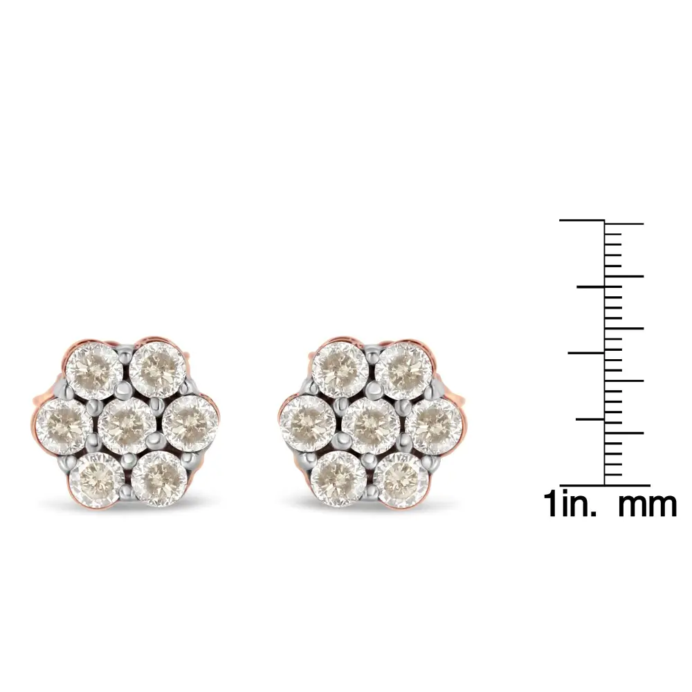 10k Rose Gold Diamond Floral Stud Earrings (0.5 Cttw J-k Color I1-i2 Clarity) - Fine Jewelry us Direct